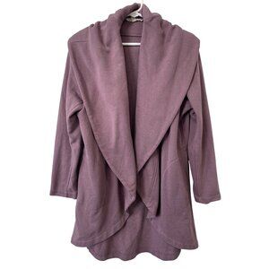 Olive + Oak Cardigan Sweater Size Small Open Front Shawl Collar Purple Relaxed